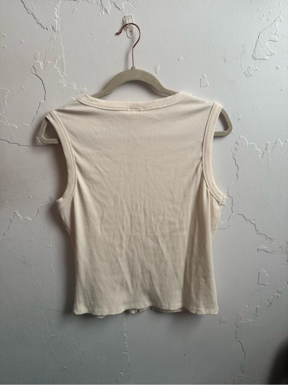 Planet Gold Ribbed Button-Front Tank Top - Cream - Picture 2 of 3